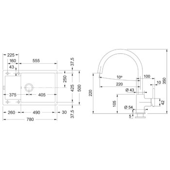 Virtuves komplekts Franke G277MČ, fragranīta izlietne MRG 611-78 BB un jaucējkrāns FC 6018.901, matēti melns 114.0700.797