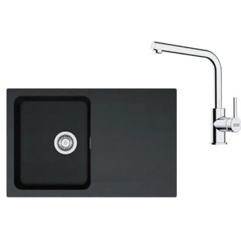 Virtuves komplekts Franke T111Č, tectonite izlietne OID 611-78 un jaucējkrāns FS 3230.031, melns/hroms 143.0687.313