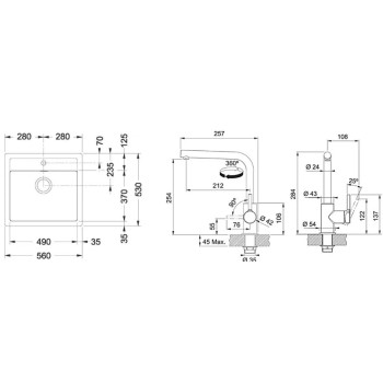 Virtuves komplekts Franke T114Š, tectonite izlietne SID 610 un jaucējkrāns FS 3230.031, pelēks/hroms 143.0687.360
