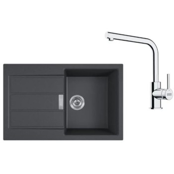 Virtuves komplekts Franke T115Č, tectonite izlietne S2D 611-78 un jaucējkrāns FS 3230.031, melns/hroms 143.0687.348