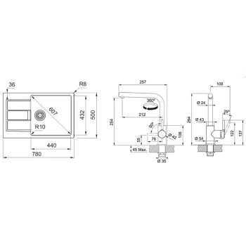 Virtuves komplekts Franke T116BE, tectonite izlietne S2D 611-78 XL un jaucējkrāns FS 3230.031, bēšs/hroms 143.0687.401