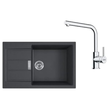Virtuves komplekts Franke T116Č, tectonite izlietne S2D 611-78 XL un jaucējkrāns FS 3230.031, melns/hroms 143.0687.353