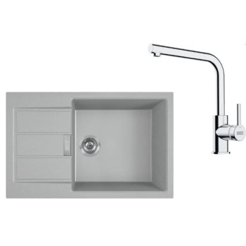 Virtuves komplekts Franke T116Š, tectonite izlietne S2D 611-78 XL un jaucējkrāns FS 3230.031, pelēks/hroms 143.0687.354