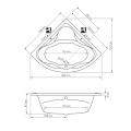Vonia Aqualine Dunaj II, 150x150x48 cm, akrilo, kampinė, balta G1350
