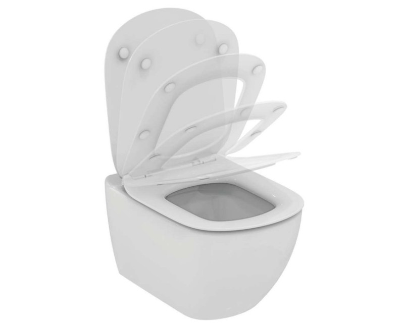 Tualetes poda komplekts Geberit Duofix rāmis ar Ideal Standard Tesi Aquablade Rimless podu ar SoftClose Vāku, Sigma01 Balta poga