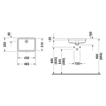Раковина для ванной Duravit Vero WonderGliss 43x32 см, встраиваемая, белая