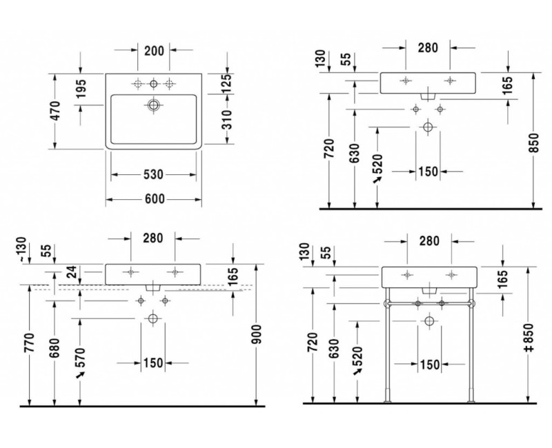 Раковина для ванной Duravit Vero 60x47см, Белый