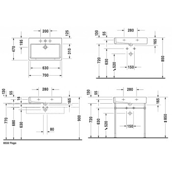 Раковина для ванной Duravit Vero WonderGliss 70x47 см, белый