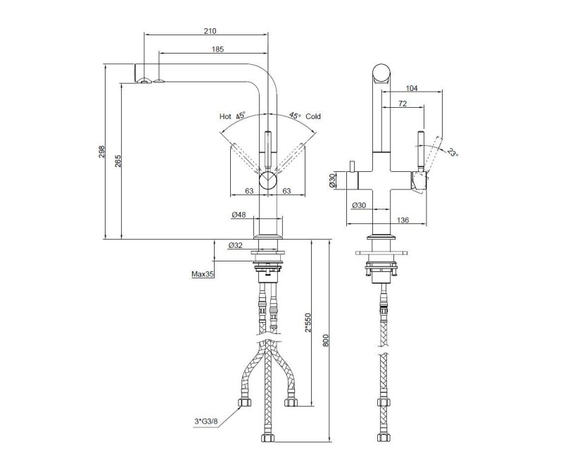 Virtuves maisītājs Kielle Wimeo filtrētam ūdenim Melns Matēts 10525F24