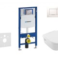 Tualetes poda komplekts Geberit Duofix rāmis ar  Villeroy & Boch Omnia Architectura Rimless podu, Balta Sigma30 poga, Soft Close Vāks