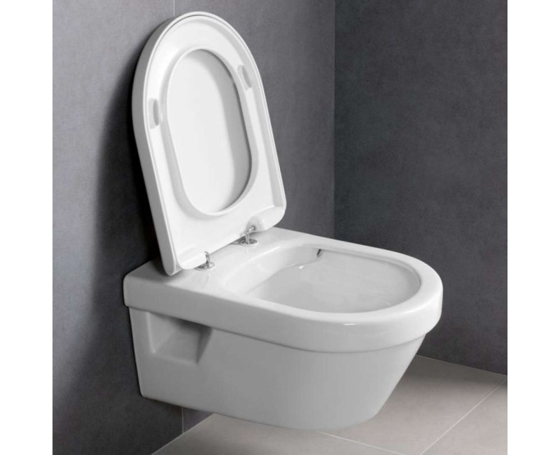 Tualetes poda komplekts Geberit Duofix rāmis ar  Villeroy & Boch Omnia Architectura Rimless podu, Balta Sigma30 poga, Soft Close Vāks