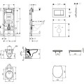 Tualetes poda komplekts Geberit Duofix rāmis ar Alpha Rimless podu ar SoftClose Vāku, Sigma30 Balta/Hromēta poga