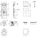 Tualetes poda komplekts Geberit Duofix  rāmis ar Villeroy & Boch Rimless podu ar SoftClose Vāku, Sigma50 Balta poga