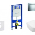 Tualetes poda komplekts Geberit Duofix rāmis ar Villeroy & Boch podu, SoftClose vāku, ar Matētu/Hromētu pogu Sigma30 pogu