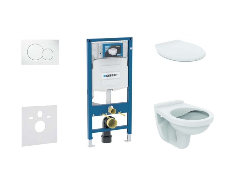 Tualetes poda komplekts Geberit Duofix rāmis ar Alpha Rimless podu ar SoftClose Vāku, Sigma01 Balta poga