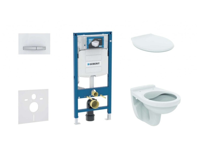Tualetes poda komplekts Geberit Duofix rāmis ar Alpha Rimless podu ar SoftClose Vāku, Sigma50 Matēta Hroma poga