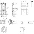 Tualetes poda komplekts Geberit Duofix rāmis ar Alpha Rimless podu ar SoftClose Vāku, Sigma50 Matēta Hroma poga