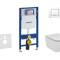 Tualetes poda komplekts Geberit Duofix rāmis ar Ideal Standard Tesi Aquablade Rimless Rimless podu ar SoftClose Vāku, Sigma30 Balta/Hromēta poga