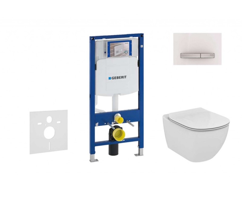 Tualetes poda komplekts Geberit Duofix rāmis ar Ideal Standard Tesi Aquablade Rimless podu ar SoftClose Vāku, Sigma50 Balta poga