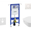 Tualetes poda komplekts Geberit Duofix rāmis ar Villeroy & Boch Rimless podu ar SoftClose Vāku, Sigma01 Balta poga