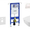 Tualetes poda komplekts Geberit Duofix rāmis ar Villeroy & Boch Rimless podu ar SoftClose Vāku, Sigma30 Balta/Hromēta poga