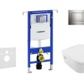 Tualetes poda komplekts Geberit Duofix rāmis ar Villeroy & Boch Rimless podu ar SoftClose Vāku, Sigma30 Hromētu poga