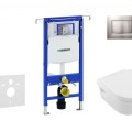 Tualetes poda komplekts Geberit Duofix rāmis ar Villeroy & Boch Rimless podu ar SoftClose Vāku, Sigma30 Hromēta poga