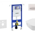 Geberit Duofix tualetes poda komplektas su Villeroy & Boch Rimless unitazu su SoftClose dangčiu, Sigma50 balta mygtukas