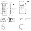 Tualetes poda komplekts Geberit Duofix rāmis ar Alpha Rimless podu ar SoftClose Vāku, Sigma30 Matēta Hroma poga