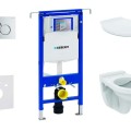 Комплект для унитаза Geberit Duofix с рамой и Rimfree унитазом Alpha с крышкой SoftClose, кнопка Sigma01 Chrome