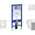 Tualetes poda komplekts Geberit Duofix rāmis ar Tece One Rimless podu ar Bide funkciju, SoftClose Vāku, Sigma01 Balta poga