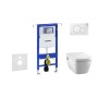 Geberit SANI11CT3101 tualetes poda komplekts su Duofix rėmu, Tece One Rimless podu su bidė funkcija, SoftClose dangčiu, Sigma01 balta mygtuku