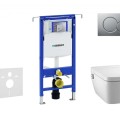 Комплект для унитаза Geberit Duofix и унитазом Tece One Rimless с функцией биде с крышкой SoftClose, кнопка Sigma01 матовый хром
