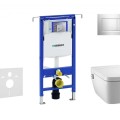 Tualetes poda komplekts Geberit Duofix rāmis ar Tece One Rimless podu ar Bide funkciju, SoftClose Vāku, Sigma30 Hromētu pogu