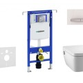 Tualetes poda komplekts Geberit Duofix rāmis ar Tece One Rimless podu ar Bide funkciju, SoftClose Vāku, Sigma30 Balta/Hromēta poga