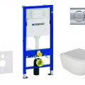 Комплект для унитаза Duofix с рамой и Rimfree унитазом Oudee с крышкой SoftClose, кнопка Delta01 Chrome