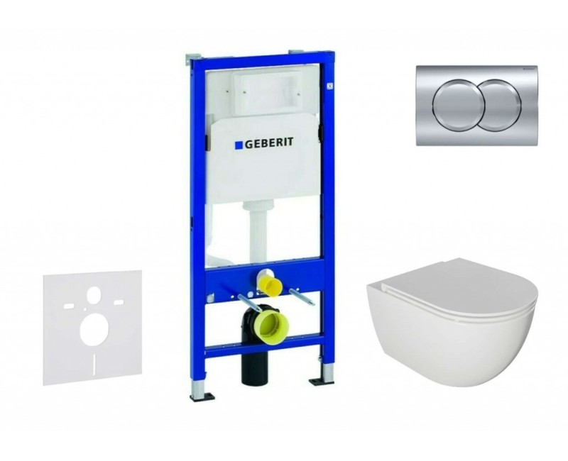 Комплект для унитаза Duofix с рамой и Rimfree унитазом Oudee с крышкой SoftClose, кнопка Delta01 Chrome