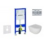 Комплект для унитаза Duofix с рамой и Rimfree унитазом Oudee с крышкой SoftClose, кнопка Delta01 Chrome