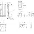 Комплект для унитаза Duofix с рамой и Rimfree унитазом Oudee с крышкой SoftClose, кнопка Delta01 Chrome