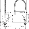 Virtuvinis kranas Hansgrohe Cento XXL Semi-Pro, 2jet lankstus išleidimas, Chromuotas 14806000