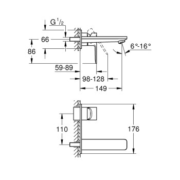 Vannas istabas Izlietnes maisītājs Grohe Lineare M-Size iebūvējams 2 izvadi, brushed Hard Graphite  19409AL1