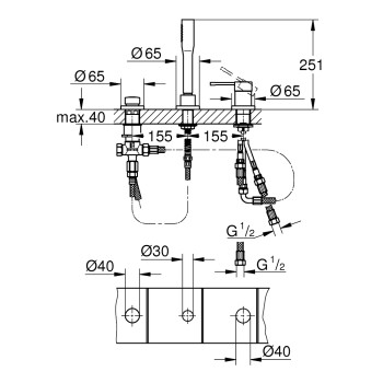 Смеситель для ванны/душа Grohe Essence на край ванны, хром 19976001