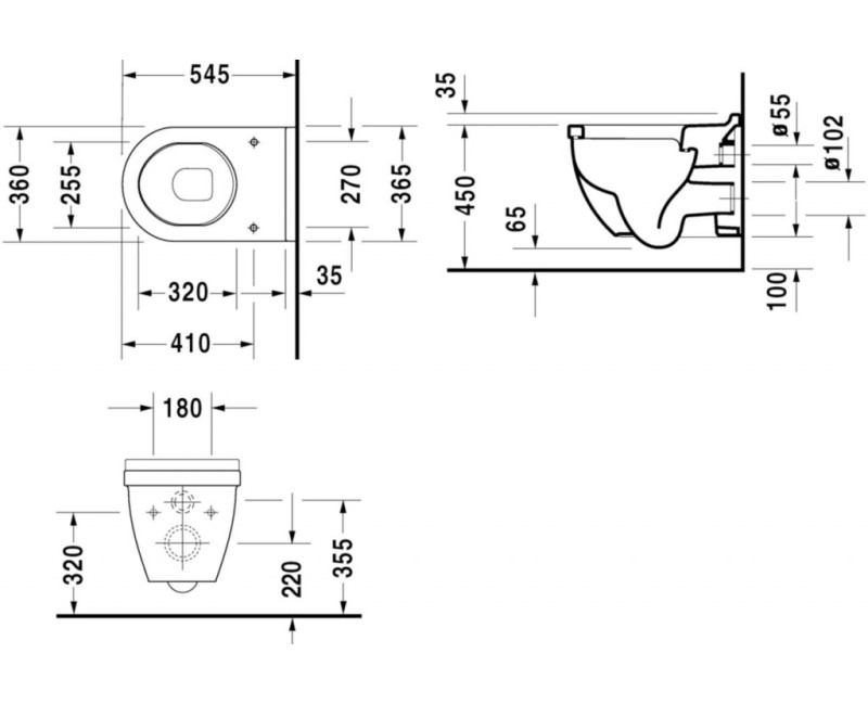 Piekaramais pods Duravit Starck 3 Comfort WonderGliss bez vāka, Balts