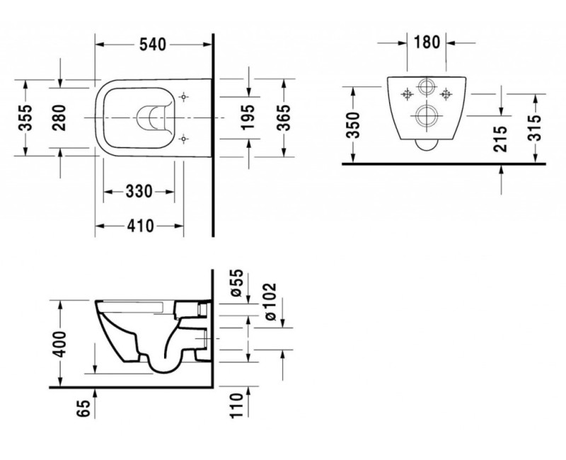 Pakabinamas tualetas Duravit Happy Rimless D.2 WonderGliss, be dangčio, Baltas