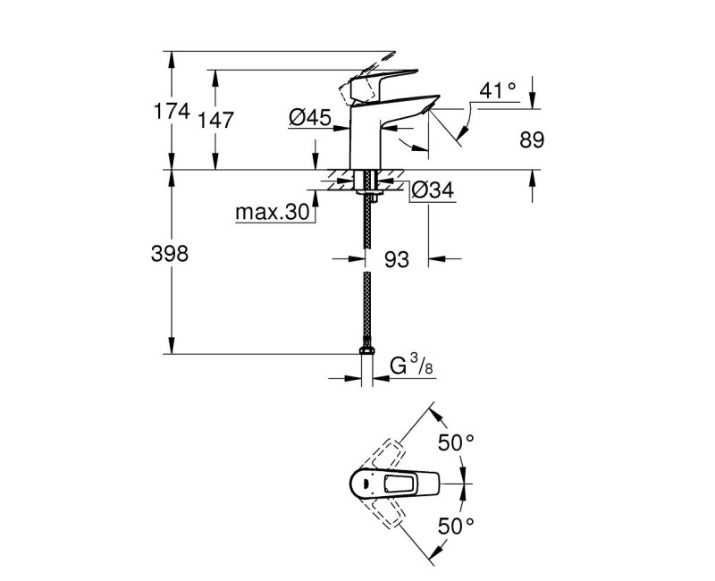 Смеситель для раковины Grohe BauLoop S-Size, хром 23337001