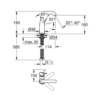 Vonios kriauklės maišytuvas GROHE Essence Long-Life chromuotas 23488001