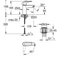 Vannas istabas Izlietnes maisītājs Grohe QuickFix Start S-Size ar Push-Open vārstu, Hromēts 23551002
