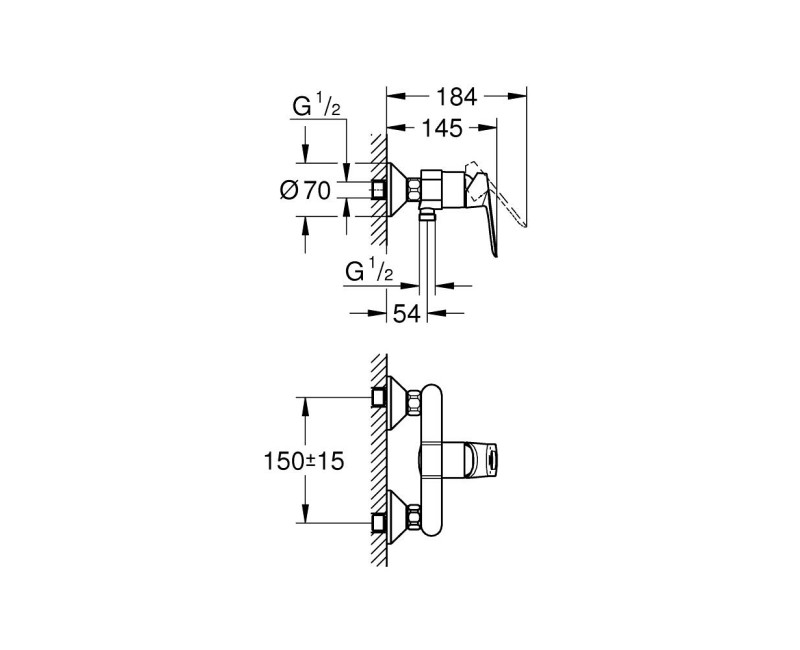Смеситель для душа Grohe BauLoop, хром 23634000