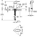 Izlietnes maisītājs Grohe Bau Edge  S-Size ar Bidetta 23757000 Hromēts