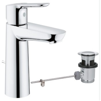 Grohe BauEdge M-size смеситель для раковины с pop up клапаном, хром 23758000